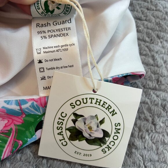 Womens Southern Smock Flamingo Print One-Piece Swimsuit Adjustable Tie Straps-M - Picture 4 of 5